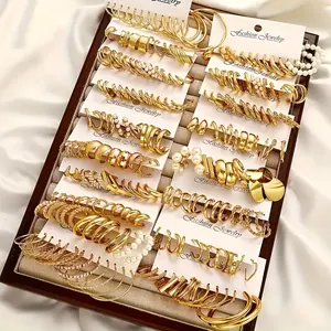 Random 12 Pairs Fashion Simple Elegant Vintage Irregular Imitation Pearl Twist Earring Set for Women, Perfect for Dating, Vacation, Daily Wear, Parties, and Anniversary Gifts