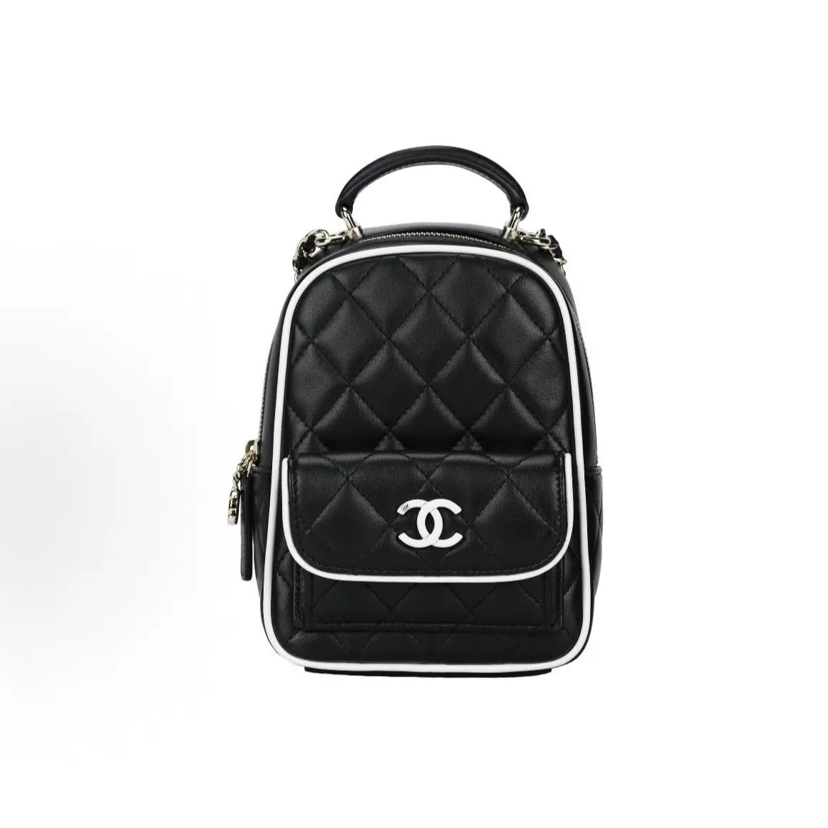 Pre-owned CHANEL 25P Mini Backpack Panda Black‑White Contrast Comic Print Microchipped Designer Backpack 2600112