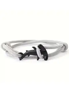 2026 Shark Braided Bracelet for Men and Women, Adjustable Marine Design Fashion Jewelry Gift Accessory