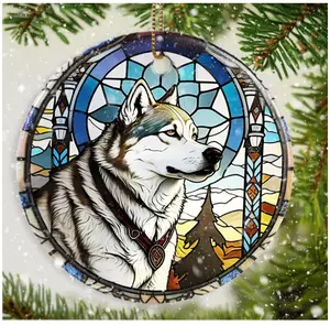 Wolf Christmas Hanging Ornament - Wolf Ceramic Ornament - Wolf Ornaments for Christmas Tree - Gifts for Wolf Lovers - Wolf Keepsake Ornament - Animal Lovers Gifts