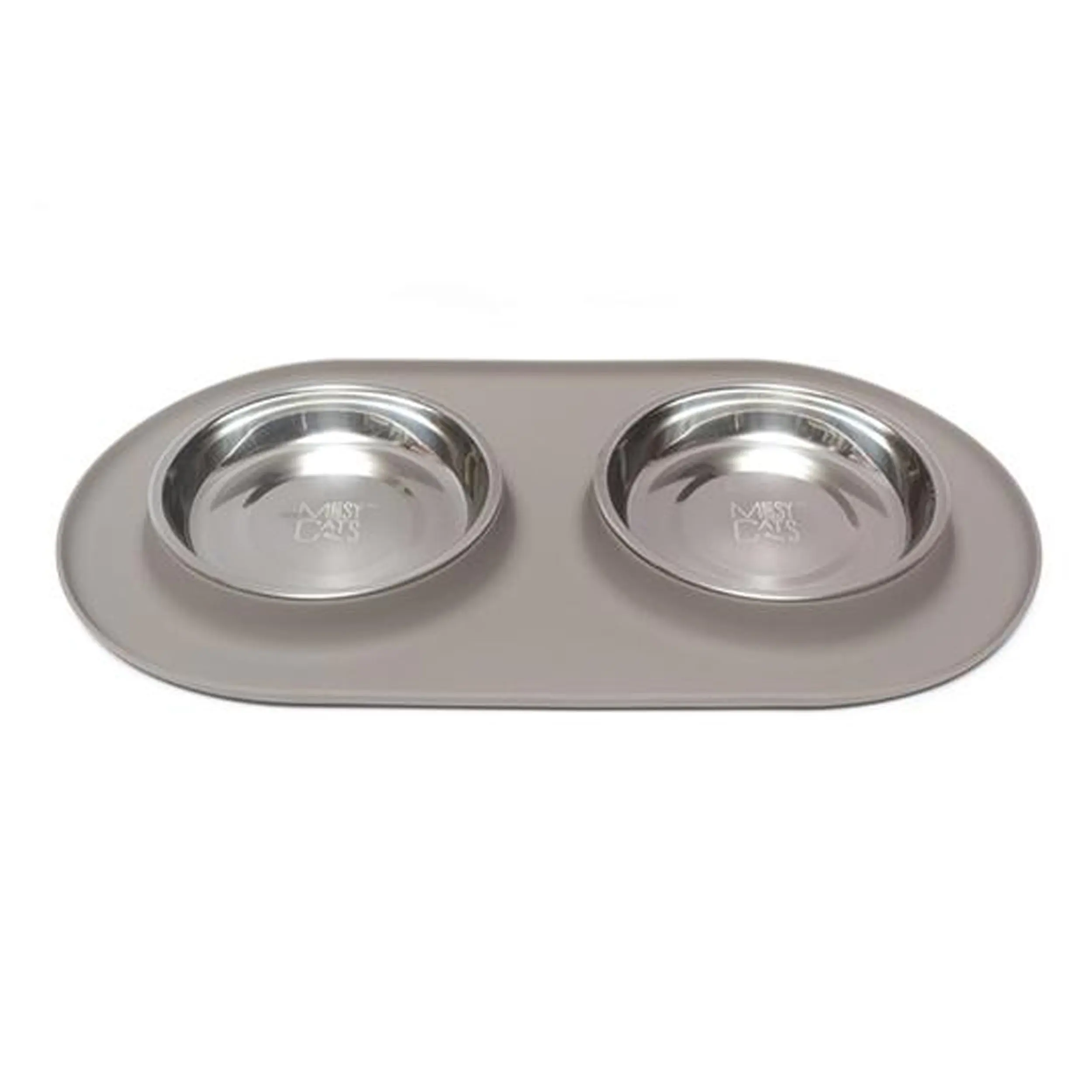 Double Silicone Cat Feeder with Stainless Saucer Shaped Bowl