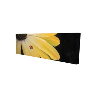212 MAIN 16x48in Yellow Daisy & Ladybug Artwork - Colorful Style Botanical Print, Room Aesthetic Kids Room Decor, Pinterest Aesthetic Bedroom Wall Decoration