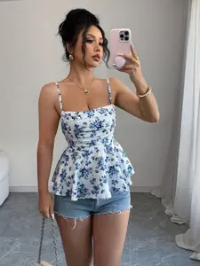 Women's Elegant Romantic Summer Camisole Top, Floral Print Design, Lightweight & Breathable Fabric, Perfect for Daily Wear
