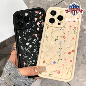 Flower Pattern Phone Case, Anti-fall Fully Edged Mobile Phone Case, Shockproof Phone for iPhone XR XS Max 11 12 13 14 15 Pro Max Cover Floral Smartphone Cellphone