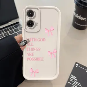 Divine Pink Bows Pattern TPU Phone Case suitable for Motorola Moto G85 G84 G75 G60 G54 G53 G50 G35 5G Shockproof Full Camera Protection Durable Slim Cover Smartphone Casing