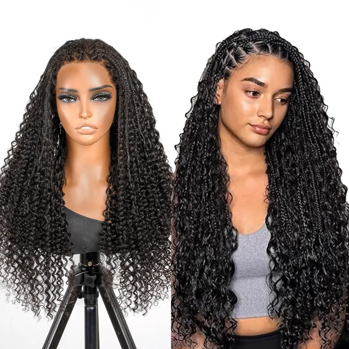 Supernova 100% Human Hair Wig - Natural Black Deep Wave Full Lace Wig, Boho Curly Ends, Medium Size, Pre-Cut Lace for Easy and Natural Styling #SummerVibes