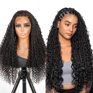 Supernova 100% Human Hair Wig - Natural Black Deep Wave Full Lace Wig, Boho Curly Ends, Medium Size, Pre-Cut Lace for Easy and Natural Styling