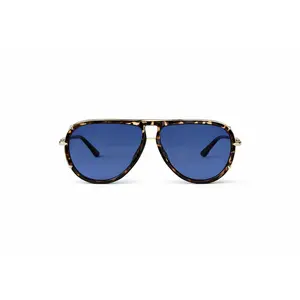 Ivy Luxe - Blue Tangle-Free Round Aviator Sunglasses