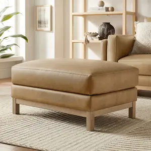 Roscoe Vegan Leather Ottoman in Toast