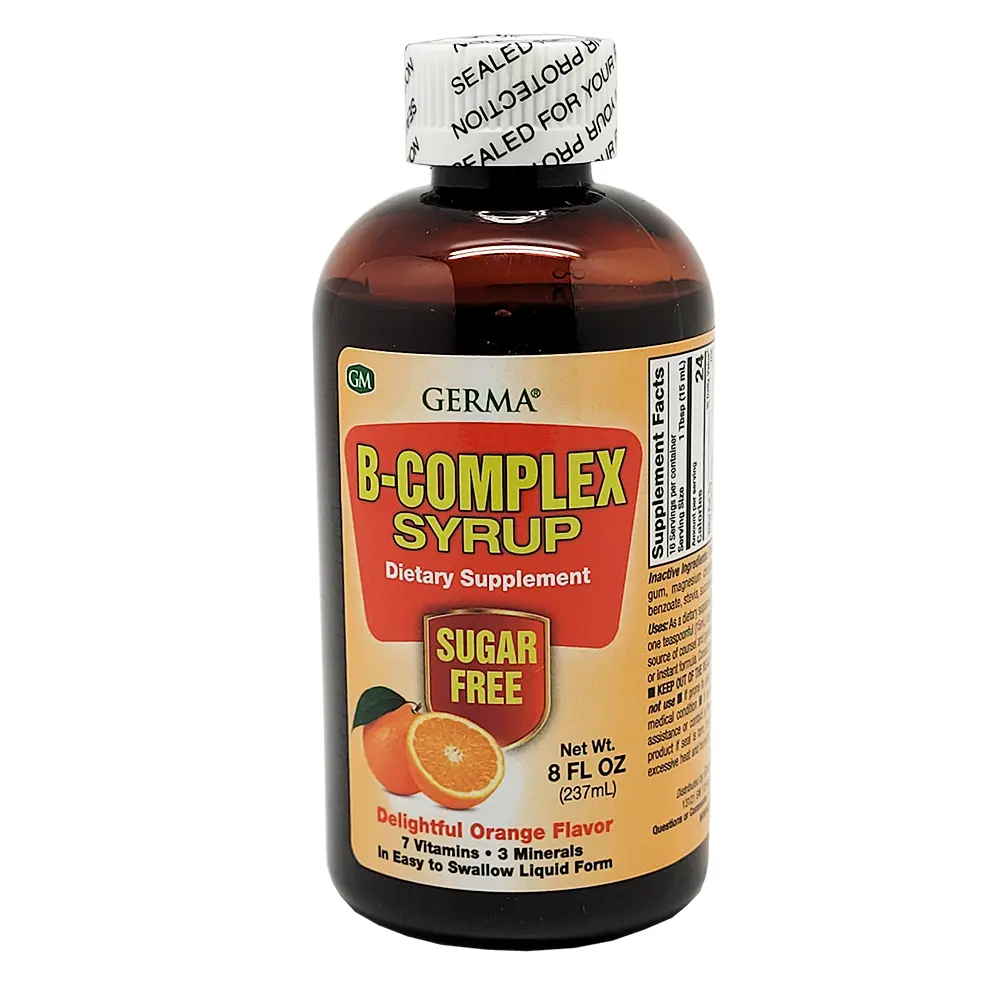 Germa B-Complex Liquid Sugar-Free Orange Flavor Dietary Supplement 8oz 237mL