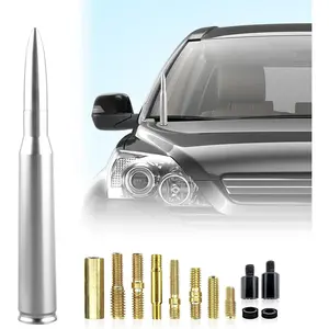 THE WELL KEPT 1 PC Car Truck Bullet Antenna, Radio Antenna Replacement, Fit for Chevy Silverado 1500 2500 3500 HD Avalanche GMC Sierra 1500 2500 3500 Denali Heavy Duty Pickup Trucks Accessories (Silver)