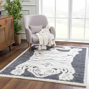 Zane Charcoal Tibetan Tiger Plush Rug