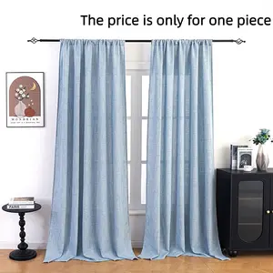Modern Japanese Linen Curtain, Blue Semi-Transparent Light Filter, Top Rod Installation, Soft Outdoor Light Diffusion, 1pc
