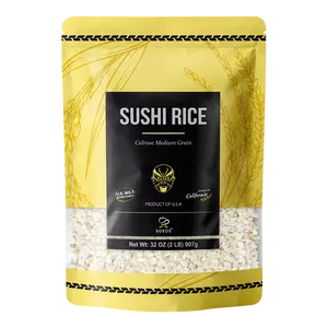 Soeos Sushi Rice, Medium Grain, White Sticky Rice for Sushi Rolls and Japanese Food, Calrose Rice, 2 Pound (32 Ounce)