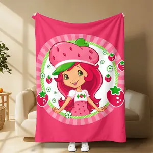 Viral Strawberry Shortcake Blanket – Retro Pink Flannel Throw with Cute Strawberry Prints, Perfect for Nostalgic Fans, Coquette Room Decor, or Gifting for Birthdays, Holidays, & Just-Because to Wrap in Sweet Nostalgia & Cozy Comfort