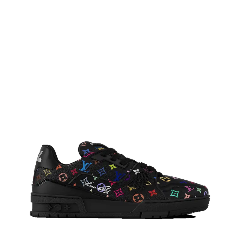 ‮ nottiuV siuoL  ‬     X  Sneaker Black Multicolor Monogram Trainer Men's Luxury Low-Top Skate Shoes