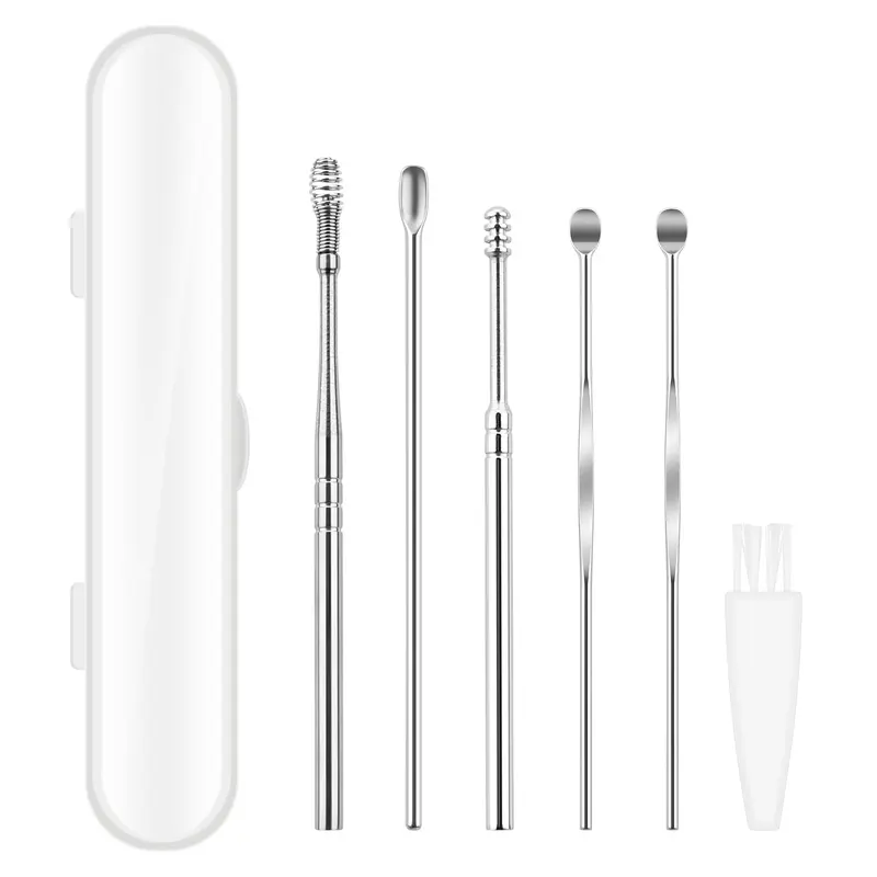 Ear Pick Earwax Removal Kit, Professional Ear Pick Earwax Removal Tools, Stainless Steel Ear Cleaner Curette with Cleaning Brush and Storage Box