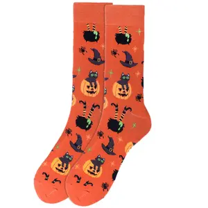 Parquet Men’s Halloween Theme Novelty Socks – Pumpkins, Black Cats & Witches