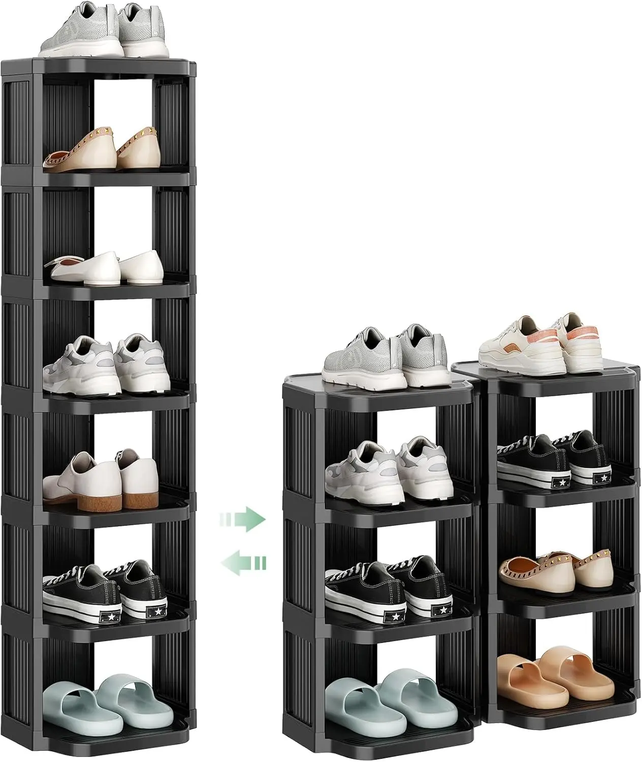 Kitstorack Plastic Shoe Shelf Organizer - Easy Installation, Vertical Freestanding Stackable Sneaker Storage for Small Closets, Tight Spaces, Wardrobe, Bedroom, Dorm Room (Dorm Hacks Essential),dorm room inspo,college dorm essentials,dorm haul