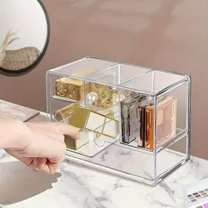 Transparent Acrylic Multi-Compartment Cosmetic Storage Box, Multiple Transparent Drawers Makeup Display Stand, Makeup Box Organizer, Ideal Gift for Holidays