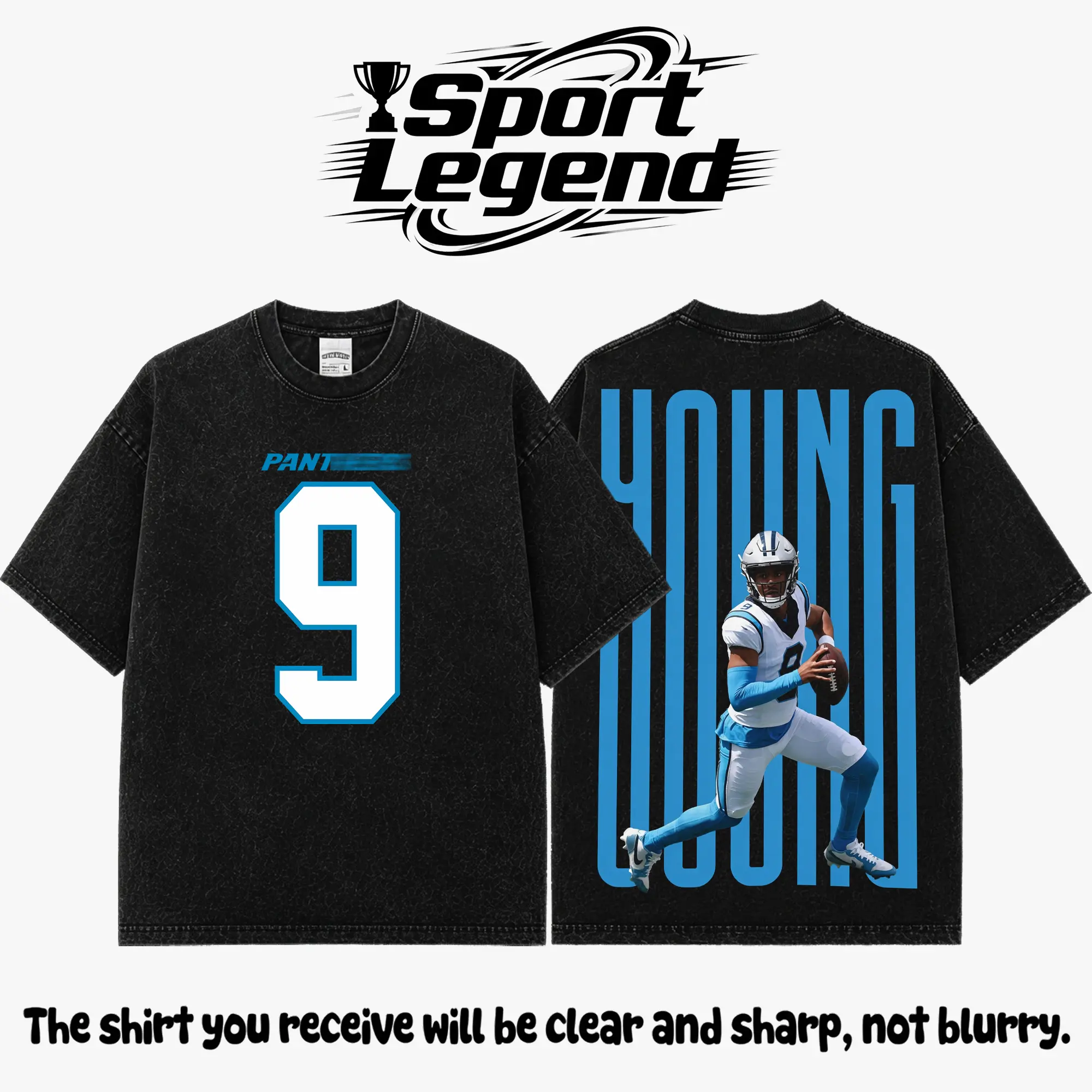 Bryce Young #9 Premium Acid Washed Cotton T-Shirt, Heavyweight Vintage Football Graphic Tee, Carolina Reaper Panthers Fan Shirt, Oversized Washed Streetwear, Sunday Game Day Apparel, Unisex Football Gift