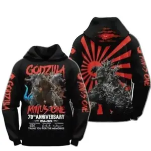 Godzilla Minus One 70th Anniversary Hoodie, Kaiju Movie 3D Graphic Sweatshirt, Unisex Streetwear XS To 6XL