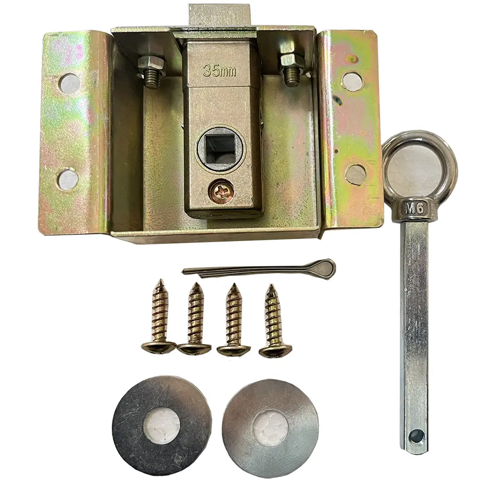YOKOMA 35mm Sliding Door Hook Lock, M6 Hex Key Anti-Rust Mortise Lock with Full Mount Hardware for Aluminum Garage Warehouse Sliding Gate