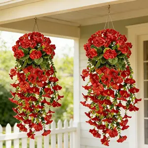 4 Piece Artificial Flower Set, Includes 2 Ivy Plants & 2 Chrysanthemums, Decorative Flowers, Perfect for Garden, Patio, Window Sill, Office Desk, Kitchen Decor