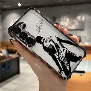 Classic Back View CR7 Mobile Phone Case with Precision Holes Suitable for for Galaxy S25 S24 S23 S22 S21 FE Note20 Ultra Plus 4G 5G Black Frame Anti-fall Transparent Back Cover and Advanced Creative