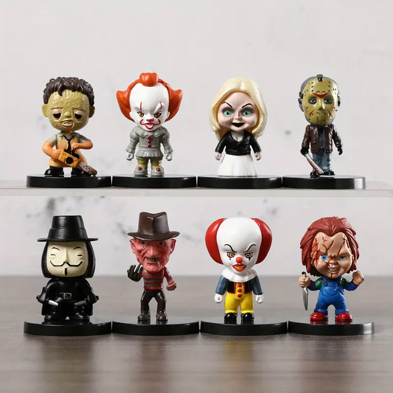 8pcs/set Horror Character Figure Models Horrible Dolls Figurine Hallowmas Cake Decoration Toys Halloween Christmas Gifts