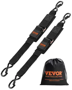 VEVOR Retractable Ratchet Straps, 2 in x 2 ft Ratchet Tie Down Straps with Security Lock S Hooks, 2 Pack Heavy Duty Ratchet Tie Down Straps with 1500 lbs Break Strength, for Trailers, Vehicles, Boat
