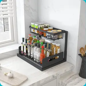 kitchen storage cabinet Slide Out Sink Shelf Cabinet Storage Shelves, Under Sink Storage  storage cabinet for Kitchen and Bathroom, Home Storage, Keeps Cabinets Clean, Dry, and Organized