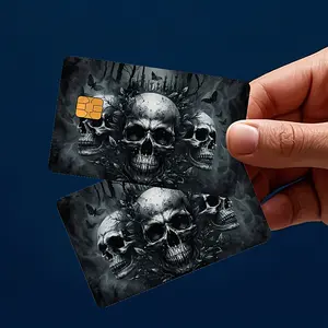 2 Pack Ghost Skull Credit Card Stickers Decal Sticker for EBT Transportation Keys Credit Debit Cards Skin Protector No Bubbles High Quality for Small Chip Cards