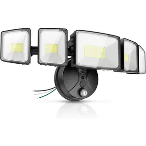 120W 12000LM  Outdoor Lighting,5 Heads Flood Lights Outdoor,6500K Super Bright Automatic Outdoor Lighting,IP66  Hardwired LED  Lights for Garage,Yard,Outside