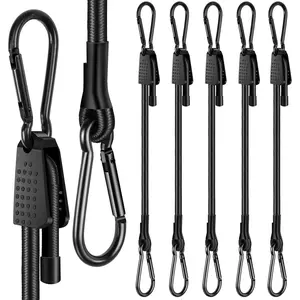 6 Pack Bungee Cords with Hooks,Upgraded Heavy Duty Outdoor Bungee Cord,Black Elastic Bungee Straps Adjustable Bungee Cords(7"-65"), for Cargo, Camping,  Racks, Tents, Luggage