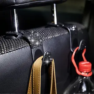 Shiny Diamond Car Seat Headrest Hook, Durable Rear Storage Hook, Hang Wallet Bag Coat, Multifunctional Car Organizer Accessory for Suv Truck Sedan, Car Storage Organizers