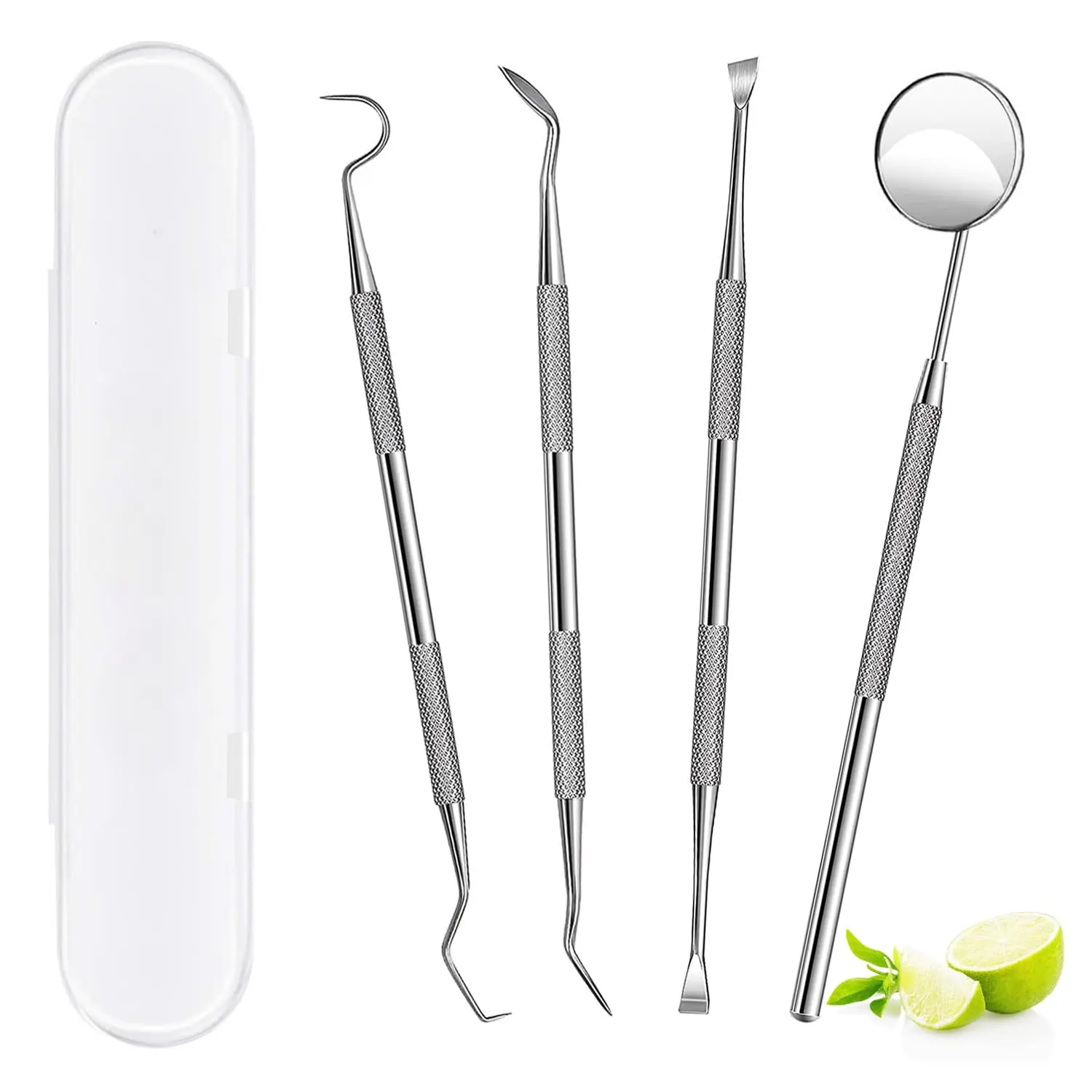 Dental Tools, Professional Teeth Cleaning Oral Care Hygiene Kit, Stainless Steel Dental Pick Tooth Scraper Tartar Plaque Remover for Dentist, Personal, Pet Use with Storage Box
