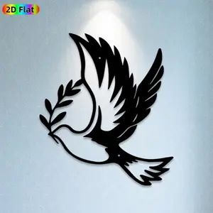 1pc Dove & Olive Branch Metal Wall Art,Dove Statue Mural, Ideal Gift for New Year, Easter, Peace Symbol Enthusiasts, Weather-Resistant Metal Wall Decor Wall Sculptures, Perfect for Outdoor Fence & Indoor Living Room Wall, Unique Home Decor Accent