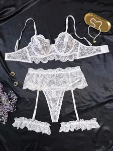 Women's Lace Lingerie Set, Soft Floral Hollow Out Design, Comfortable Sexy Underwear for Valentine's Day & Nightlife