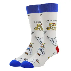 Men's Funny Novelty Animal Crew Socks, Silly Crazy Cotton Socks, Silly Goose, Size 8-13