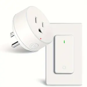 Remote Switch Outlet, Remote Control Outlet Plug with Switch, Wireless On/ Off Light Switch Wall Mounted, 15A/ 1500W, TUV List, No Wiring Needed, 500ft RF Range, for Lamp, Fans, Household Appliances