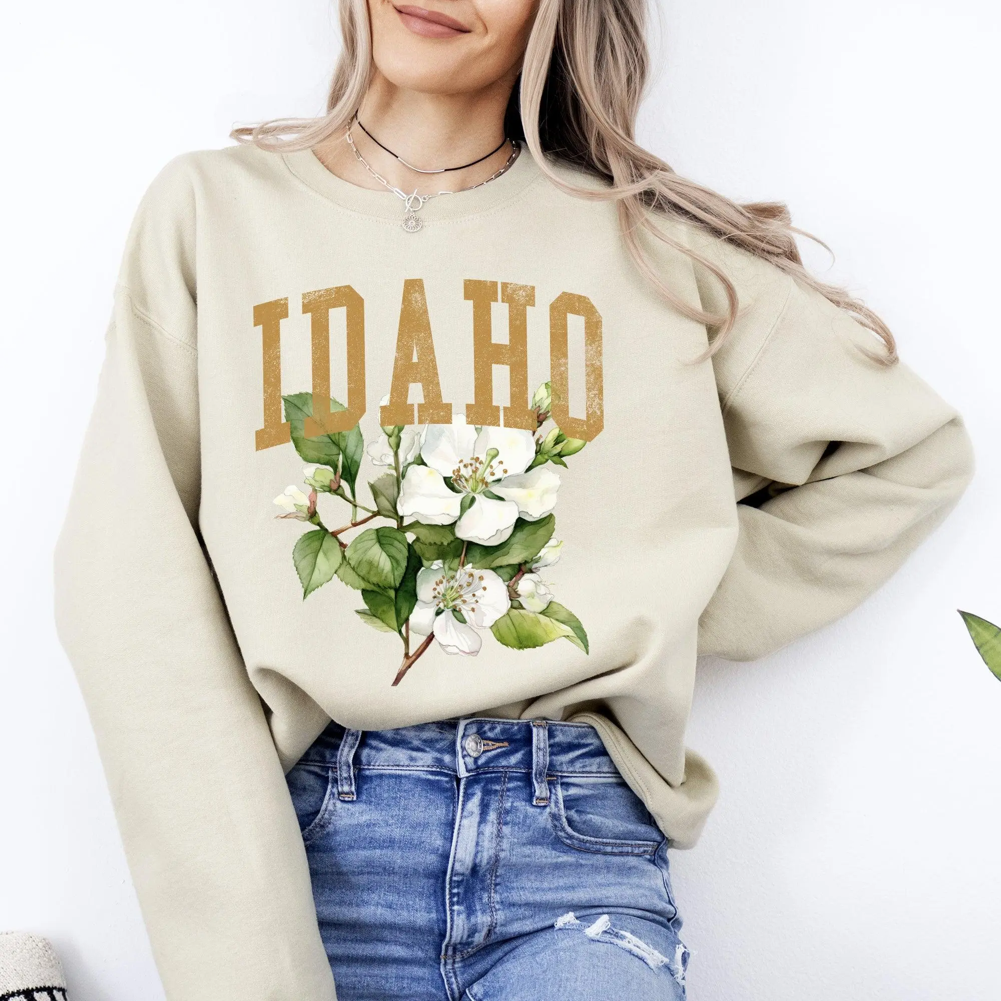 Idaho State Flower Sweatshirt, Crew Neck, Women's, Crewneck