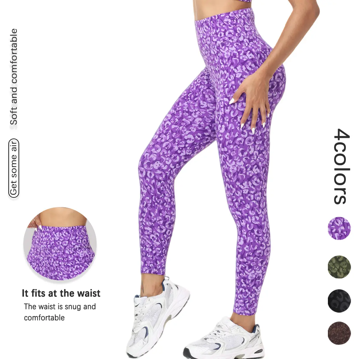 Women's High-Waist Leopard Print Yoga Pants - Tight Leggings, Soft Breathable Lightweight Polyester, Stylish Gym Workout Apparel for Daily Fitness (Women's Clothing)