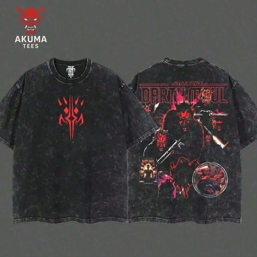 Darth Maul Villain Vintage Retro Comfort T-Shirt Double-Sided Graphic Tee, Unisex Casual Comfort T-Shirt Soft Wearable Gift, Movie Lovers Graphic Tee, Vintage Streetwear For Daily Fit, Movie Superhero Lover, Y2K,MCU DCUsummer Outfits For Womenmens Clothes