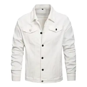 Men's Denim Jackets Distressed Destroyed Classic Vintage Slim Fit Ripped Fashion Trendy Trucker Jean Jackets