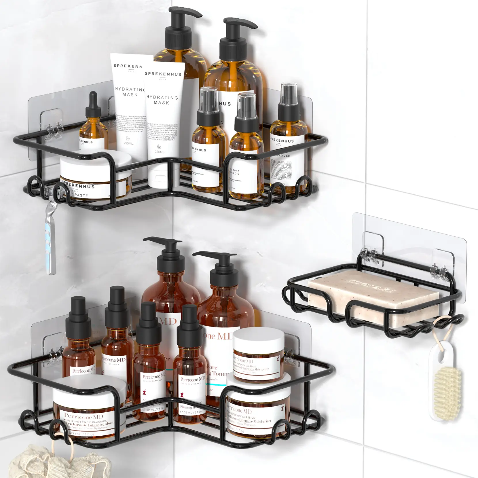 3 pcs Corner Rack Black