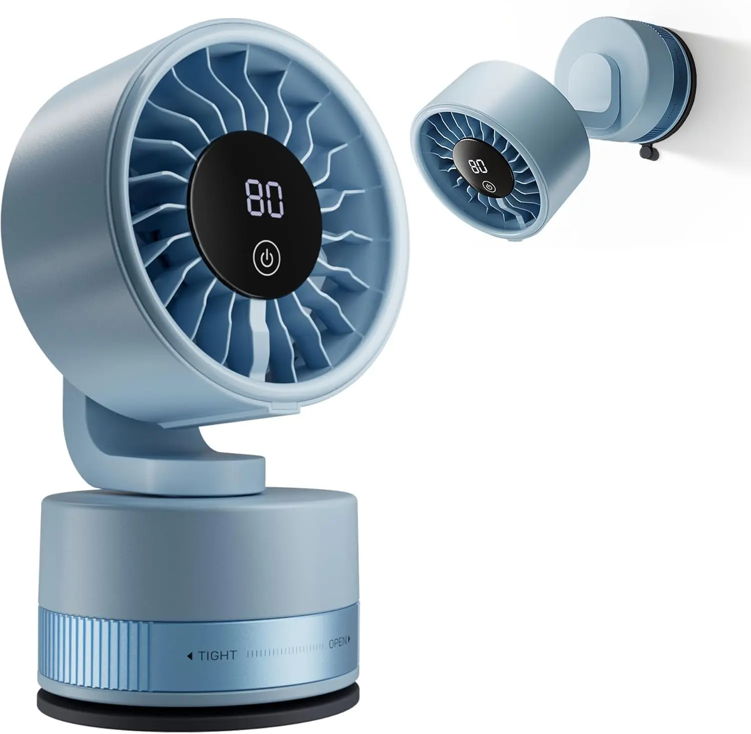 Cordless USB Rechargeable Quiet Oscillating Desk Fan - 6 Speeds, Wall Mount/Clip-On, Suction Cup Base, Digital Display, Adjustable Angle, Built-In USB Port, Charging Cable, Automatic Rechargeable, Battery Backup, Dorm/Bedroom Use, Adjustable Angle Desk Fa