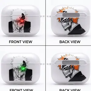Ichigo Kurosaki Anime AirPods Case with Keychain, Frosted PC Protective Cover for AirPods Pro, Bleach Manga Earbuds Case Gift for Him Her