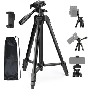 NEEWER TP53 57.5" Entry Level Travel Tripod – Durable Aluminum Camera Stand with 360° Ball Head, Adjustable Height,  Stable for Photography, Vlogging & Phone