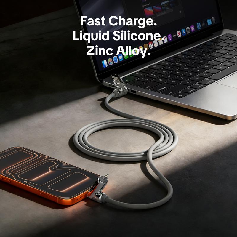MFish Armored Dragon I 4-in-1 Multi 240W Fast Charging super Liquid Silicone Cable with USB A Type C Lightning for iPhone17&Samsung Laptops  Charger